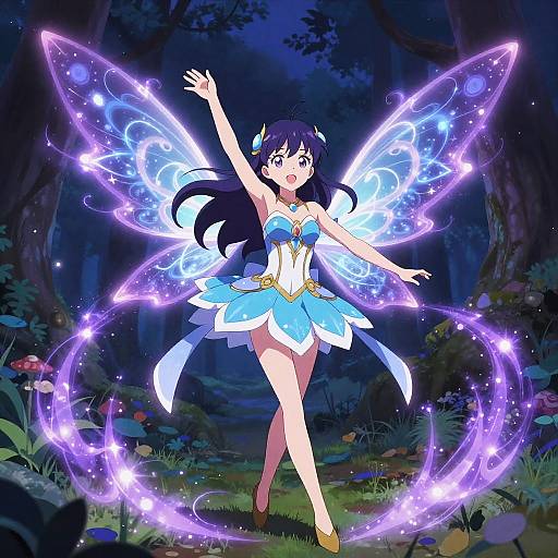 Anime Fairy Casting Glowing Spell