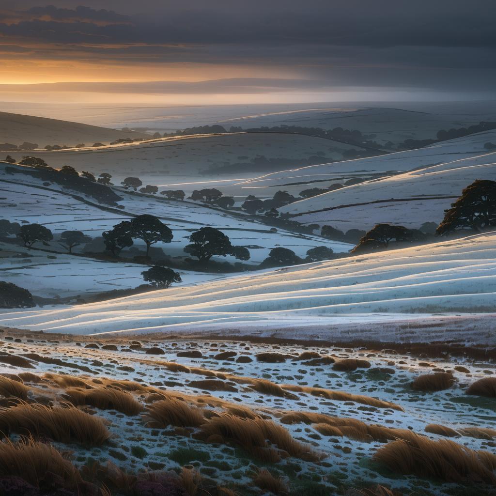 Serene Frosted Moor at Dusk