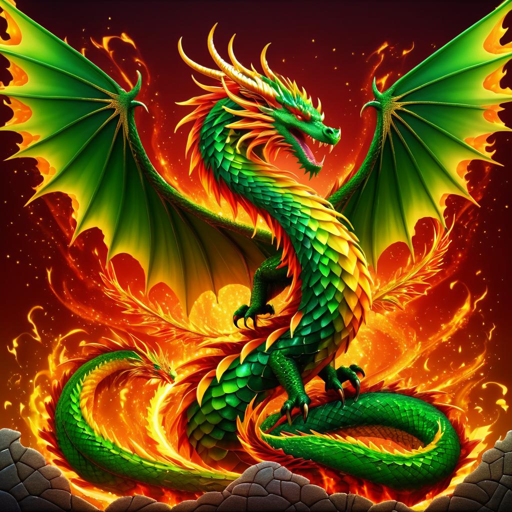 Majestic Dragon in Fiery Colors