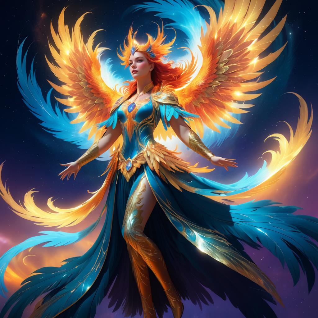 Regal Phoenix in Celestial Sky Art