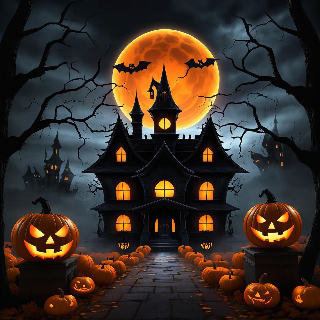 Eerie Halloween Scene with Jack-o'-Lantern