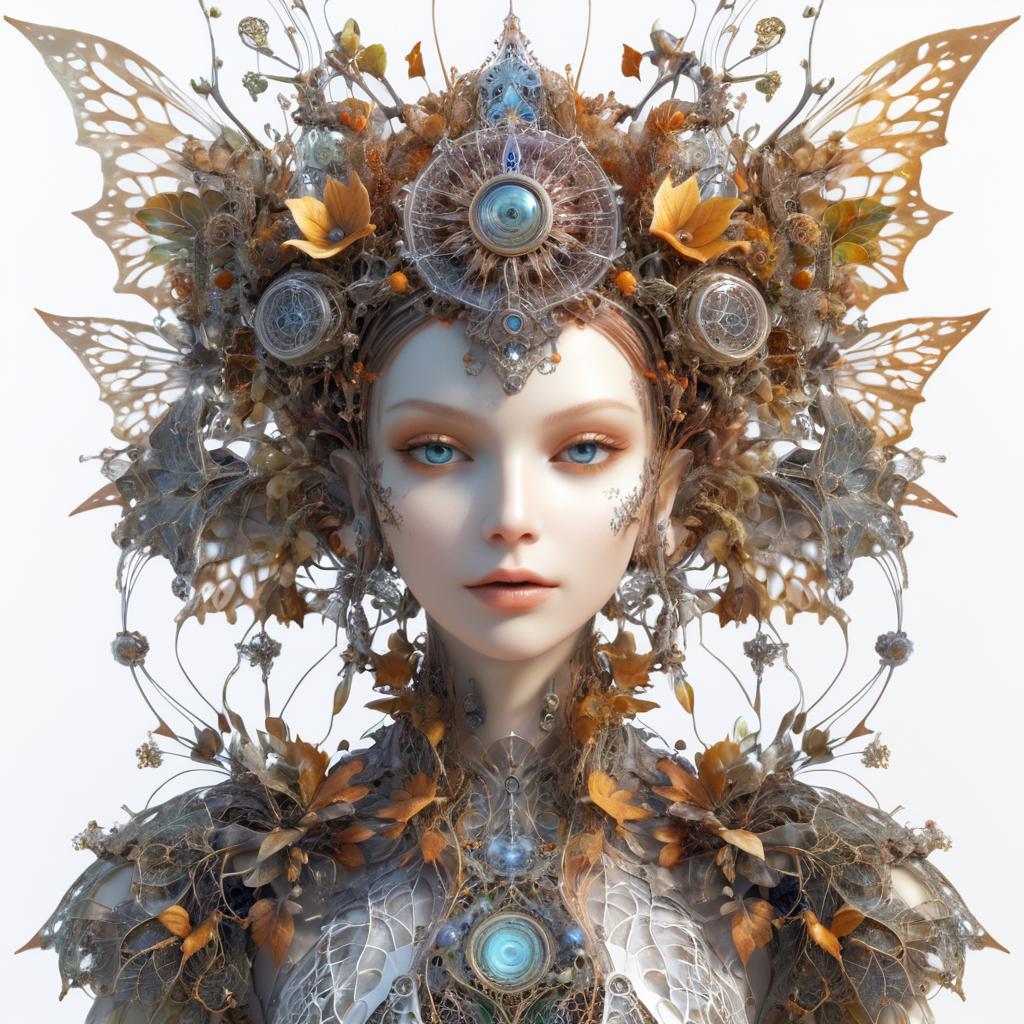 Whimsical Cyborg Fairy in 3D Art