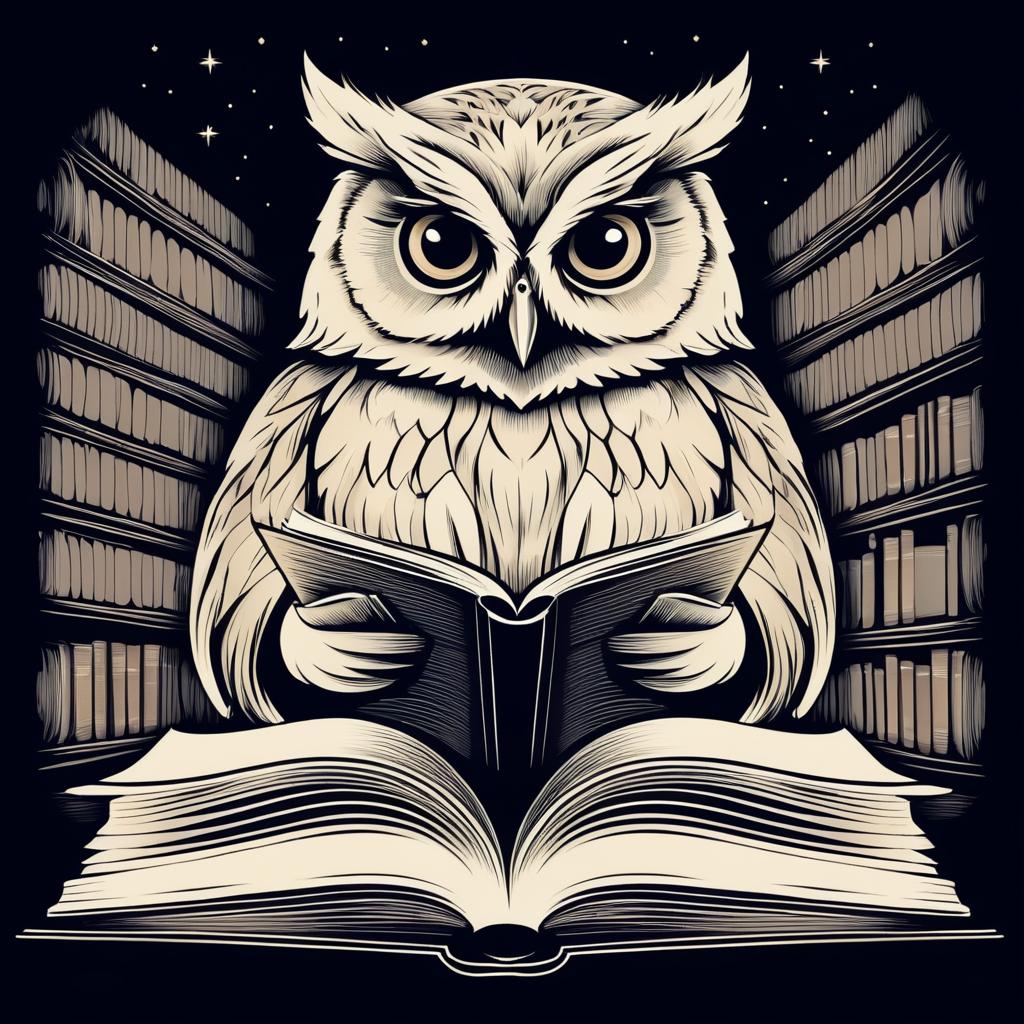 Vintage Owl Reading in Library Design