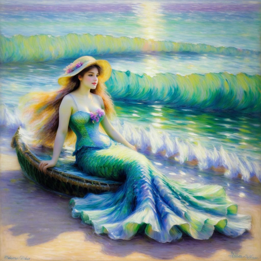 Impressionist Mermaid Artwork in Pastels