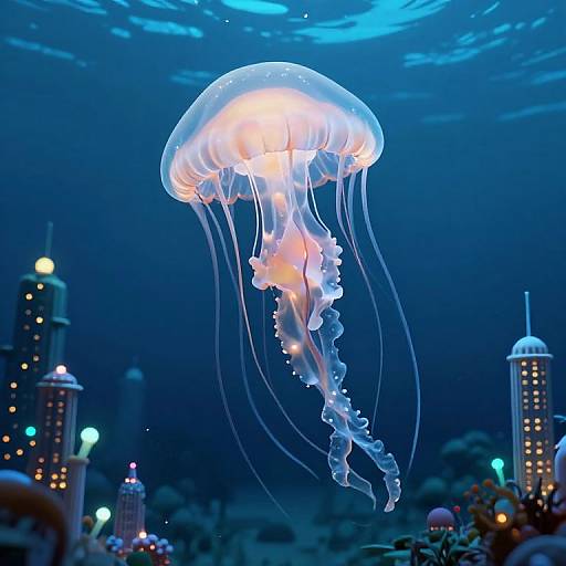 Bioluminescent Subterranean Jellyfish City
