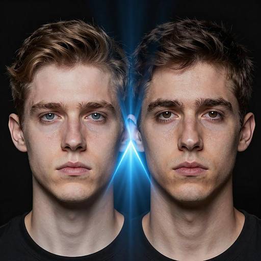 Dynamic Dual Portrait in Blue Light