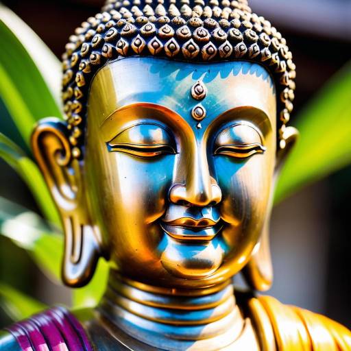 Vibrant Buddha Statue Macro Photography