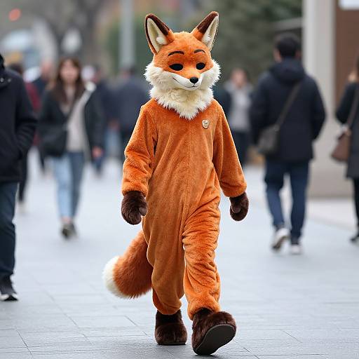 Person in Fox Costume Walking