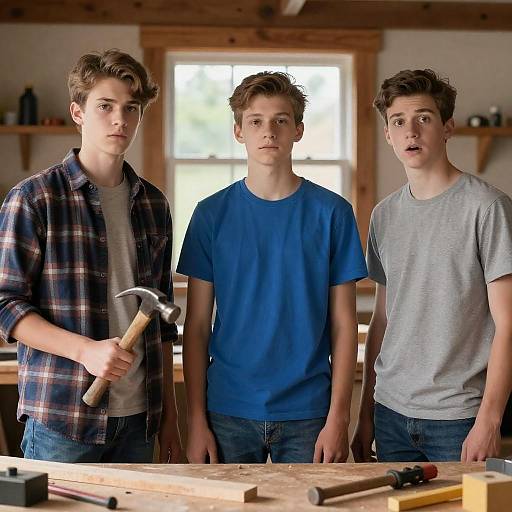 Teenage Boys in a Workshop Scene