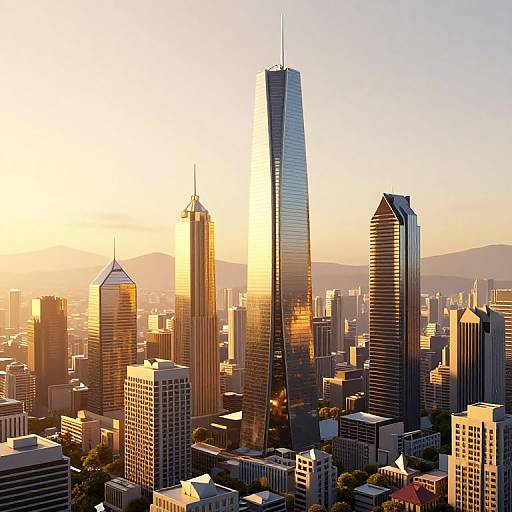 Cyberpunk Origami Cityscape at Sunrise