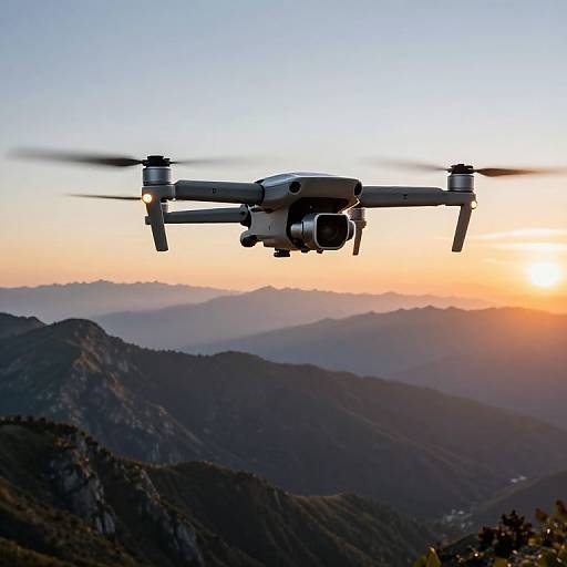 Drone Cameras Over Sunrise Mountains