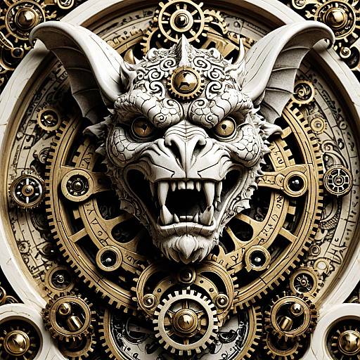 Steampunk Rococo Gargoyle with Scrimshaw Detail