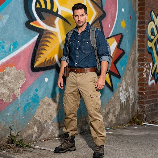 Confident Man in Urban Tactical Gear