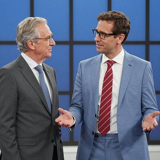 Styled Men in Suits by Blue Window