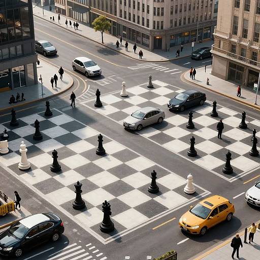 Surreal Chessboard Urban Landscape