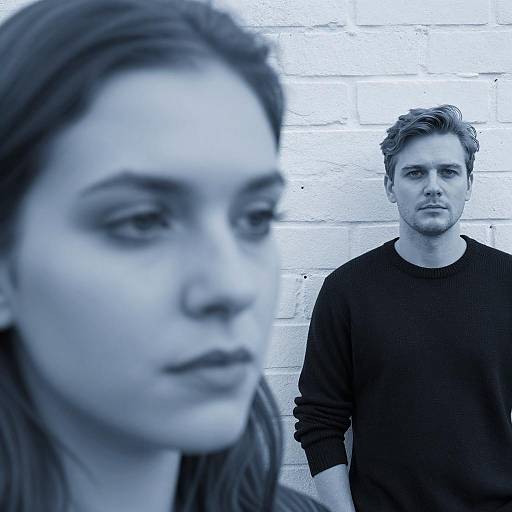 Blue-Toned Woman with Man in Background