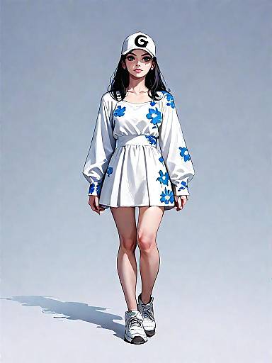 Stylish Girl in Floral Mini Dress