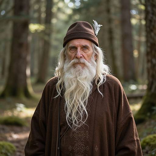 Wise Old Sage in Serene Forest