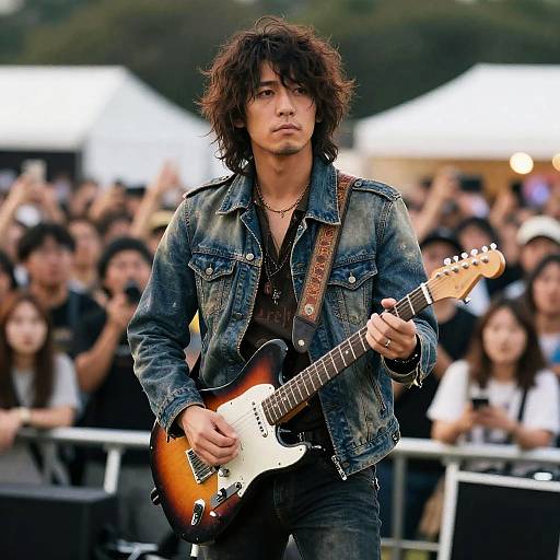 Guitarist Performing at Outdoor Music Festival