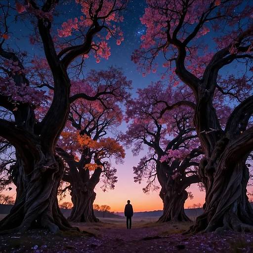 Solitary Figure in Mystical Grove
