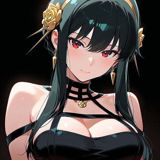 Elegant Girl in Black Dress