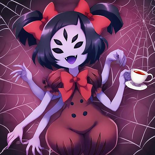 Illustration of Muffet, undertale in the style of Yuzuriha (active homing)