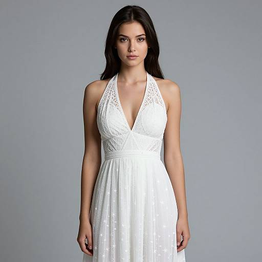 Young Woman in Elegant Halter Dress