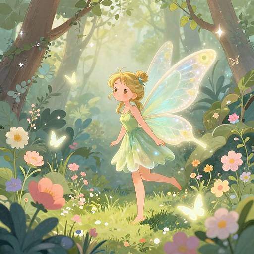 Whimsical Garden Fairy in Enchanted Forest