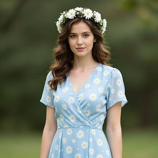 Young Woman in Pastel Blue Dress