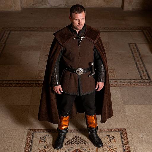 Medieval Man in Detailed Costume