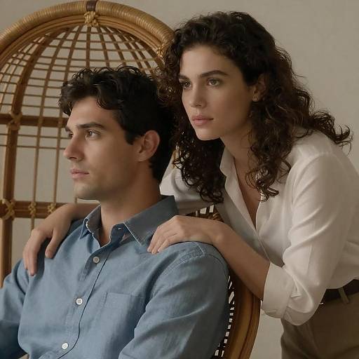 Intimate Moment in a Wicker Chair