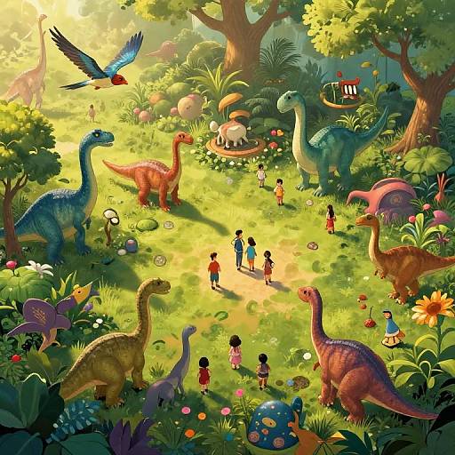 Sunlit Dinotopia Garden Overhead View