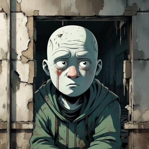 Sad Doll with Big Eyes in Abandoned Room