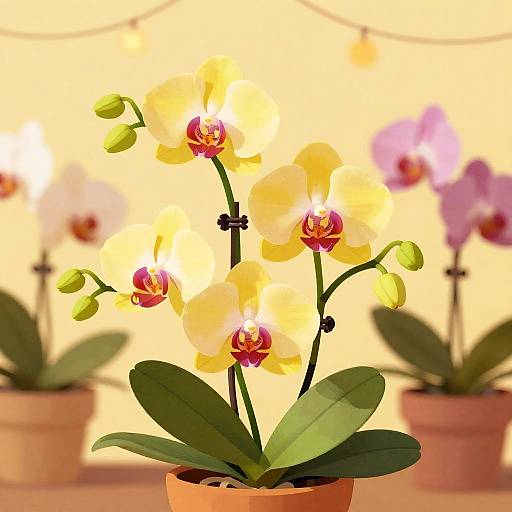 Festive Whimsical Orchid Illustration