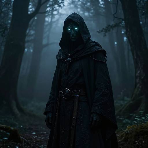 Darkling DND Character in Foggy Forest
