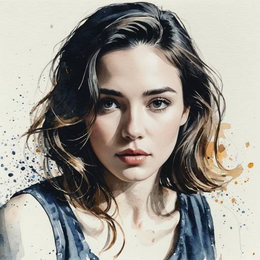 Watercolor Portrait of Young Woman
