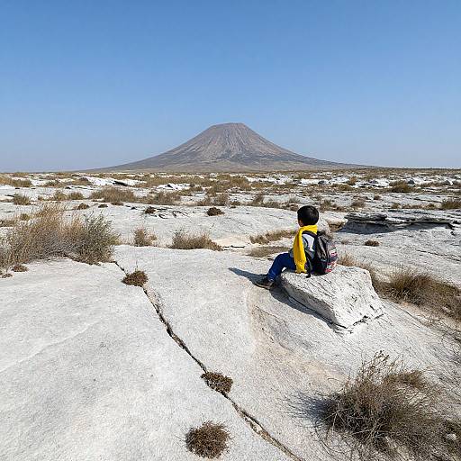 Child on Limestone Outcrop in Highland