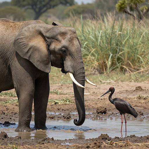 Majestic Elephant by Waterhole