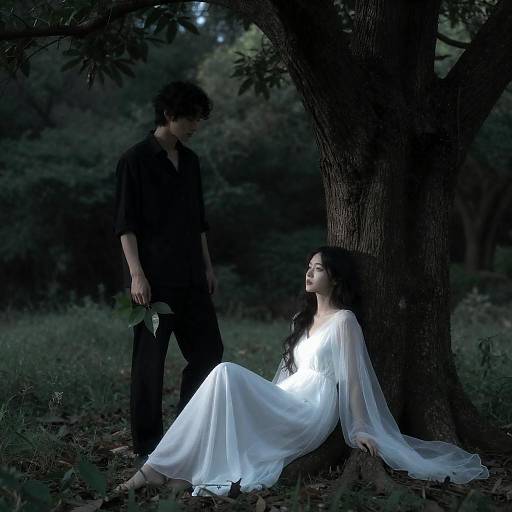 Mystical Forest Couple, Glowing Dress