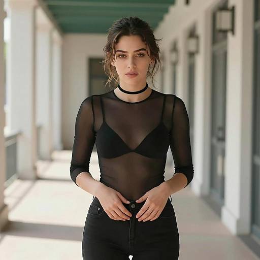 Photorealistic Portrait of Young Woman in Black