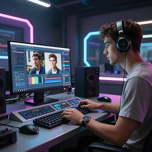 Futuristic AI Image Manipulation Console