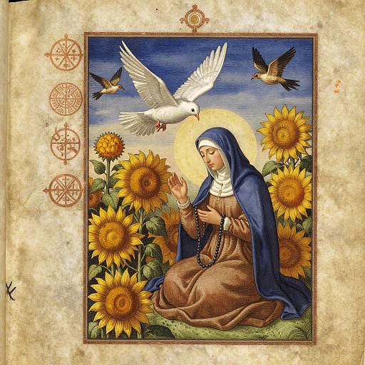 Mystic Nun Amidst Golden Blooms