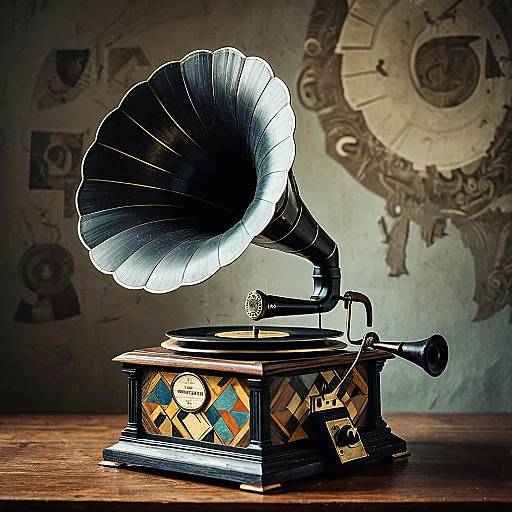 Cubist Antique Gramophone in Motion
