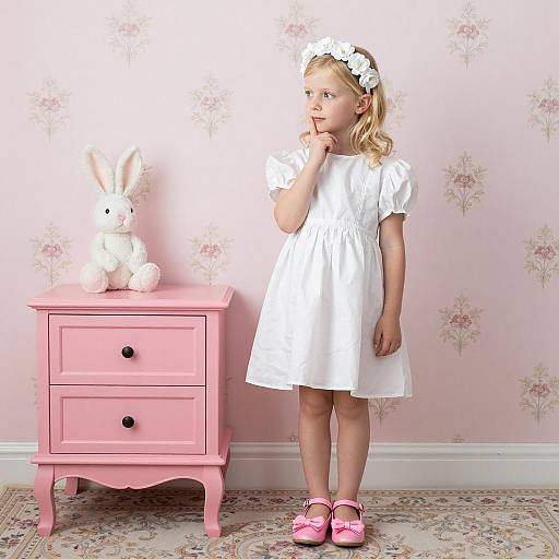 Whimsical Young Girl in Pastel Setting