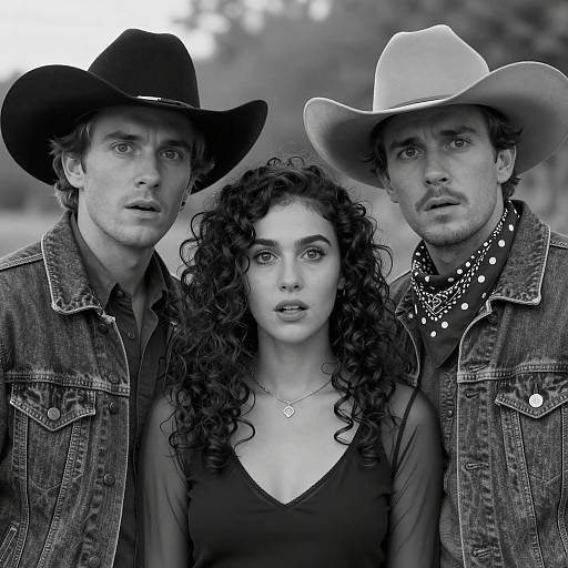 Surprised Trio in Cowboy Fashion