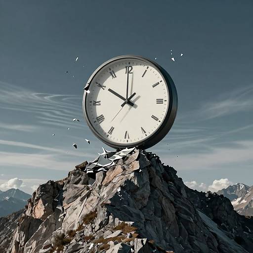 Surreal Mountain of Shattered Clocks