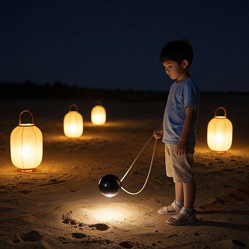 Child with Glowing Miniature Black Hole