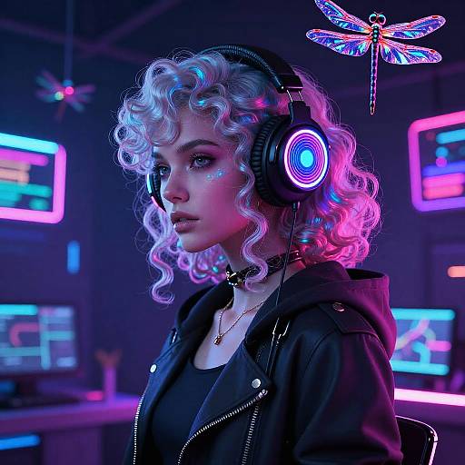Neon Dragonfly Performer in Voidpunk
