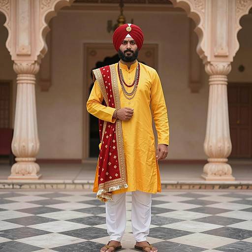 Regal Rajput Man in Traditional Attire