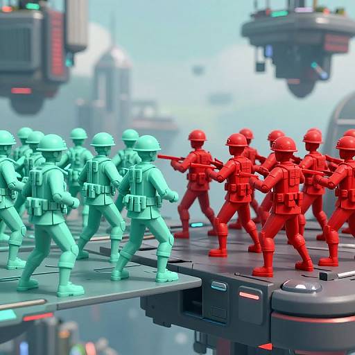 Futuristic Red vs Mint Soldier Battle